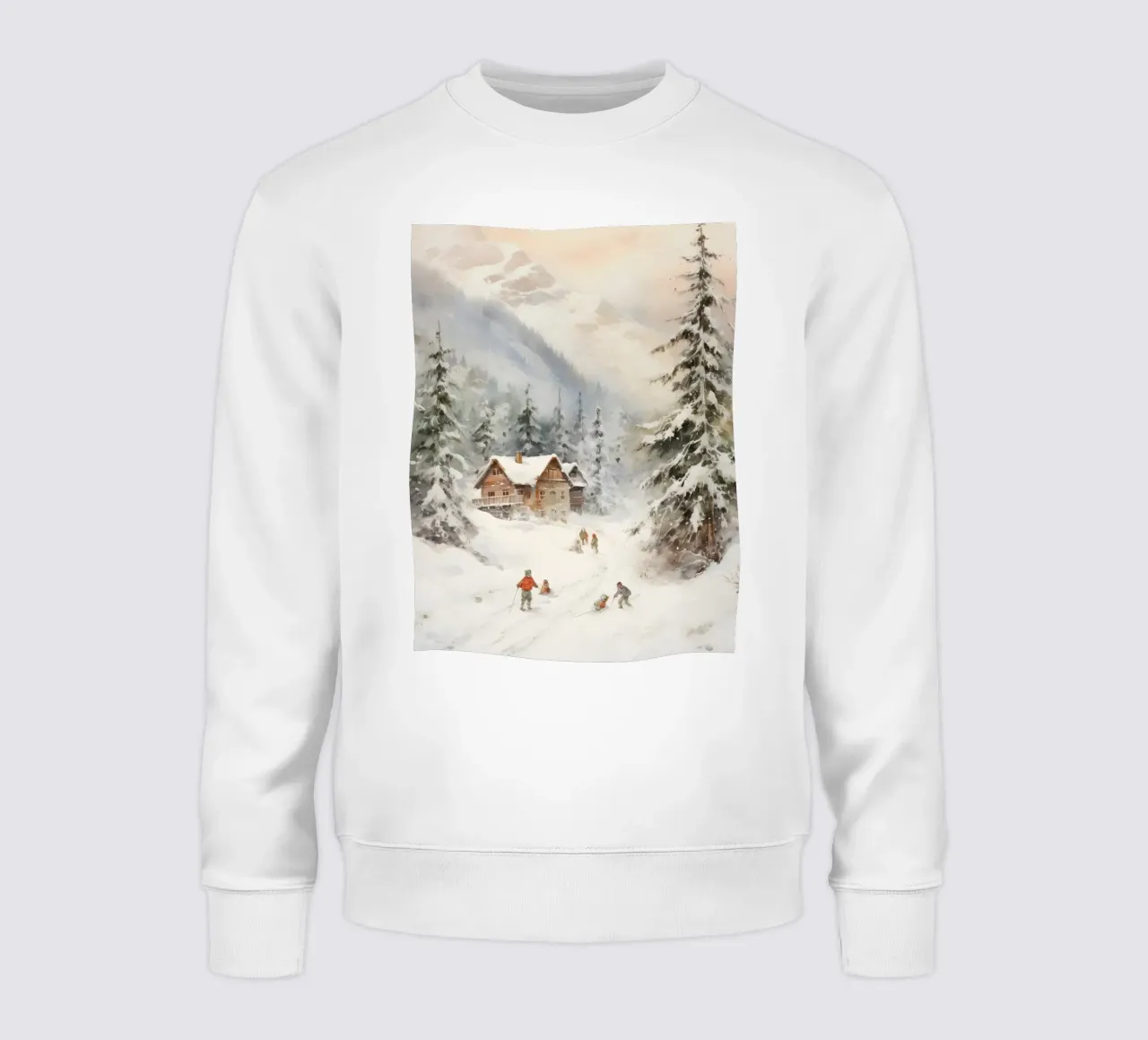 Rifugio invernale con sciatori felpa da Studio Vibe