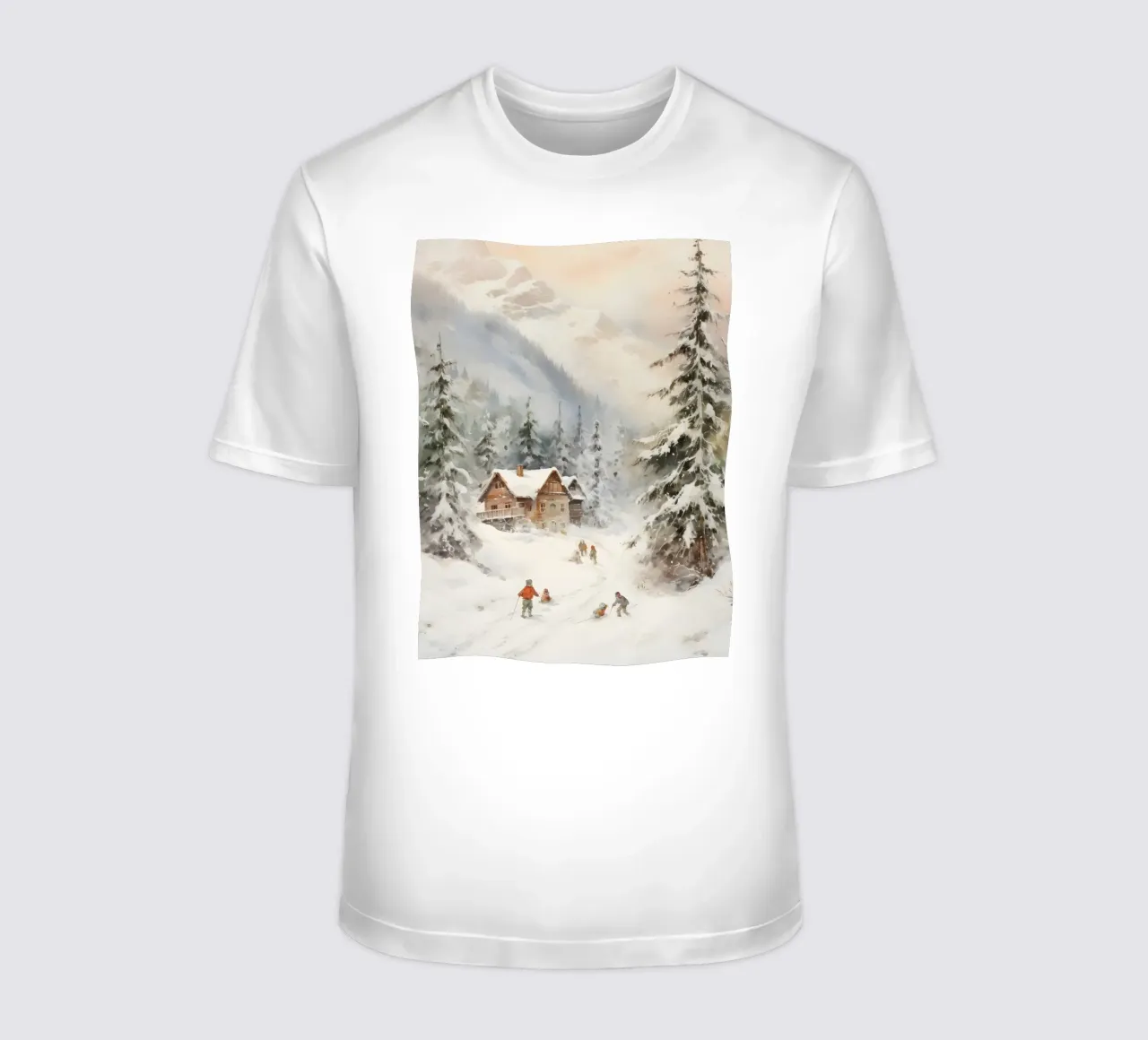Rifugio invernale con sciatori t-shirt da Studio Vibe