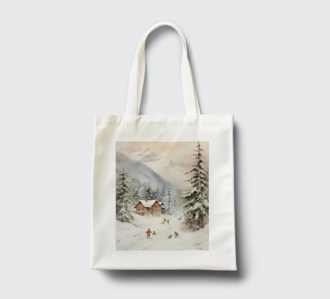 Rifugio invernale con sciatori borsa in juta da Studio Vibe