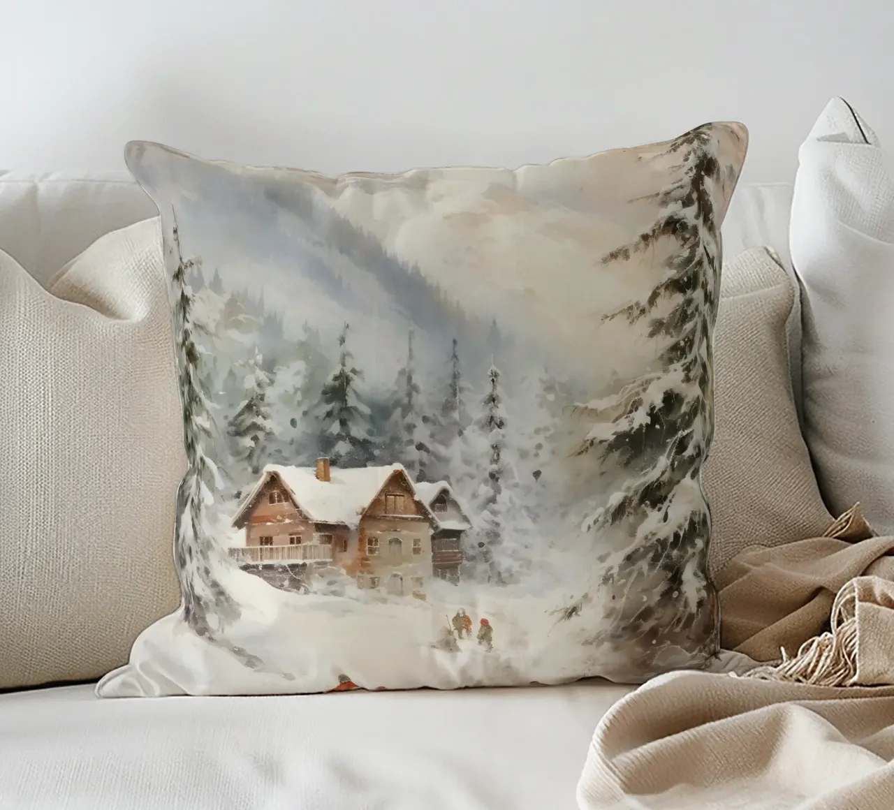 Rifugio invernale con sciatori cuscino da Studio Vibe