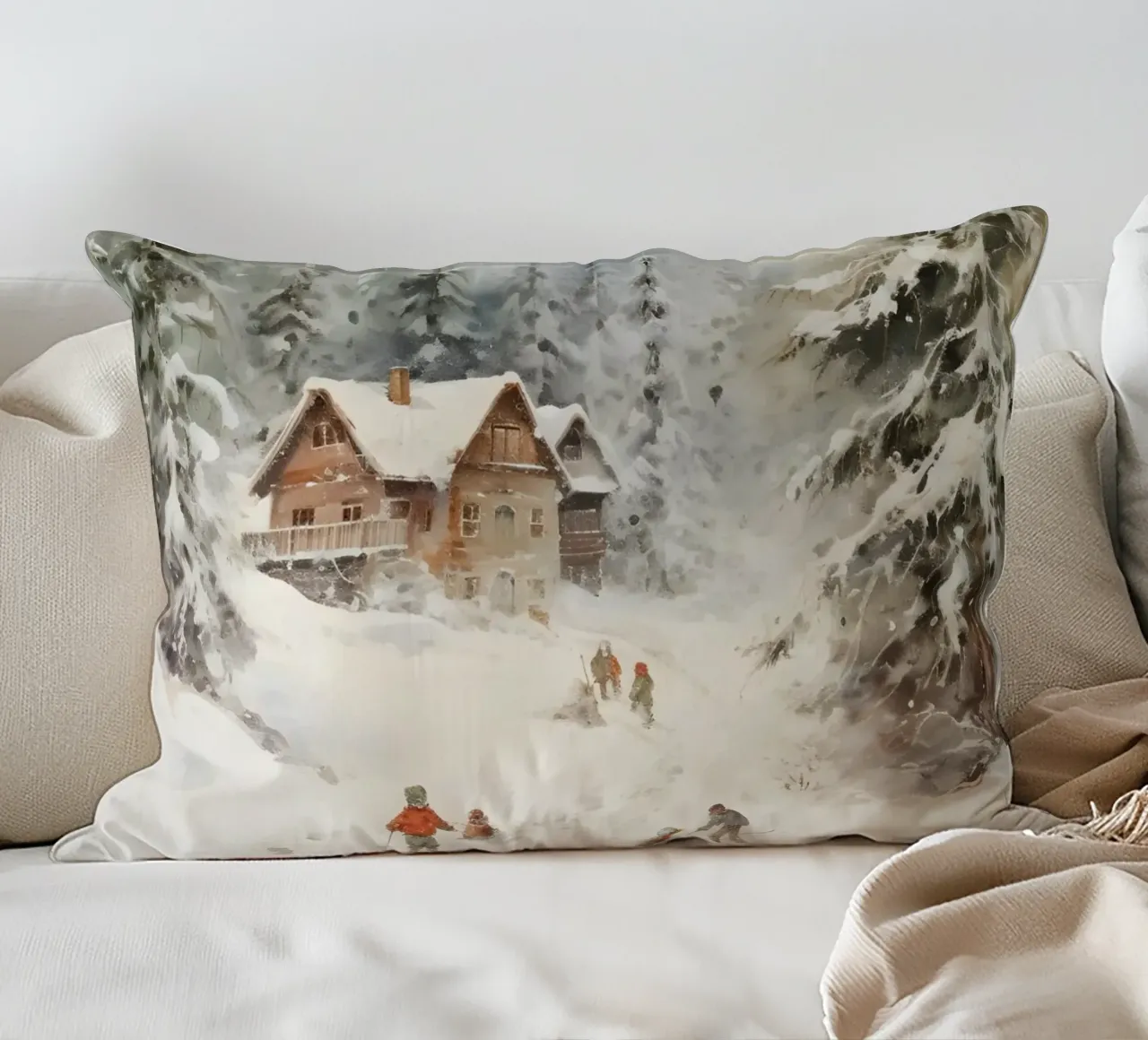 Rifugio invernale con sciatori cuscino da Studio Vibe