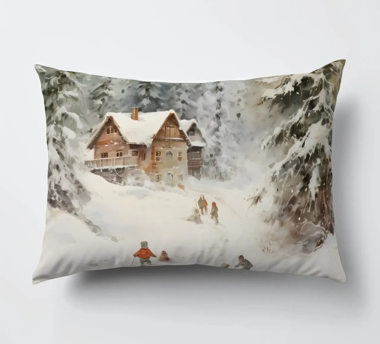 Rifugio invernale con sciatori cuscino da Studio Vibe