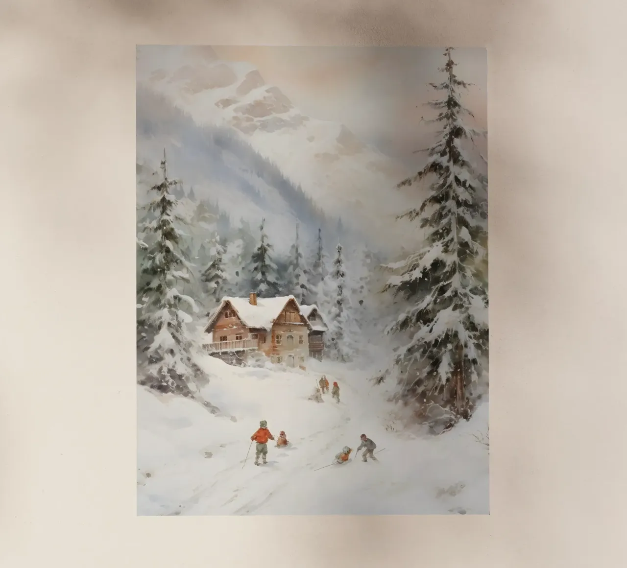 Rifugio invernale con sciatori pellicola backlit da Studio Vibe