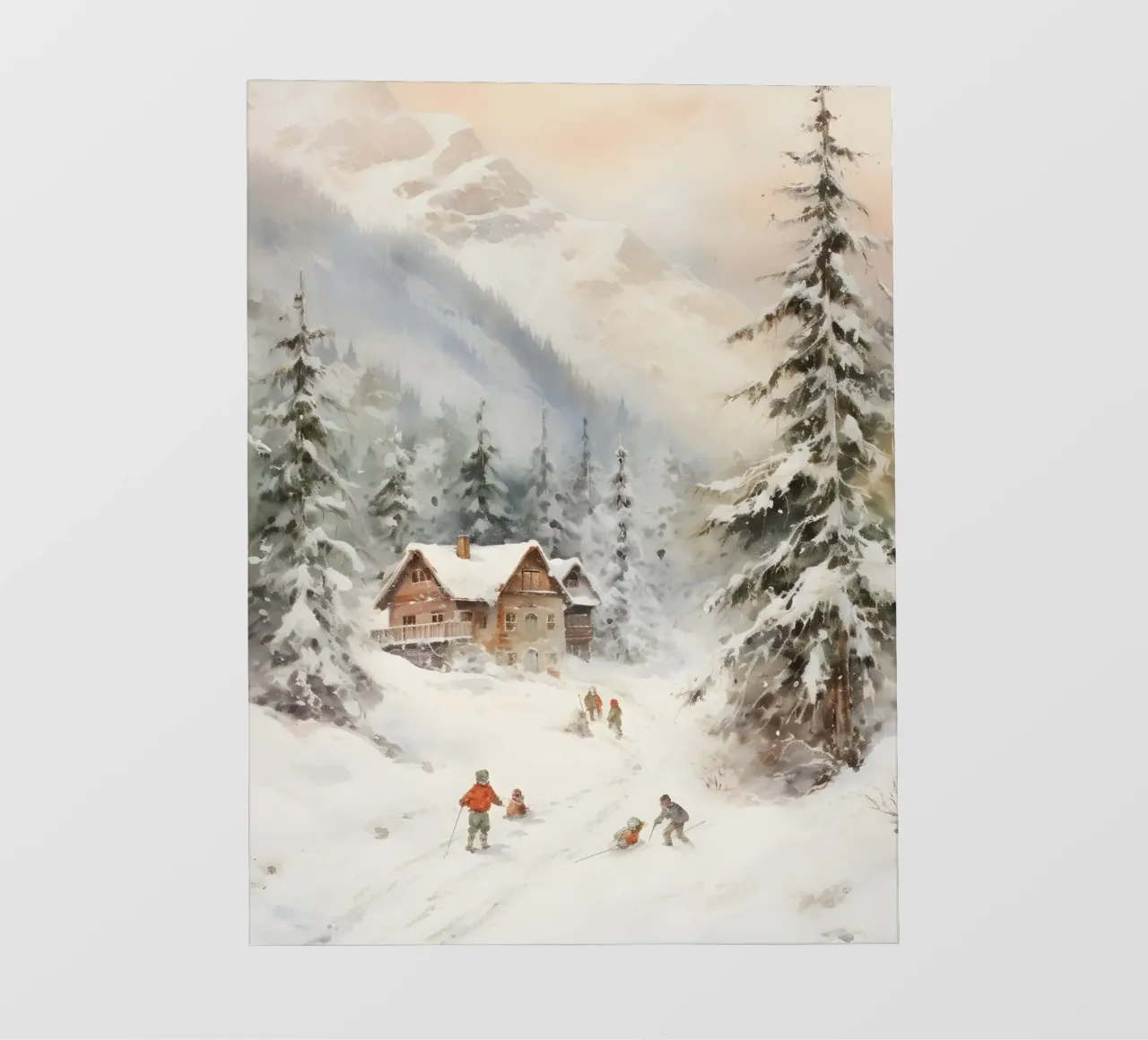 Rifugio invernale con sciatori pellicola backlit da Studio Vibe