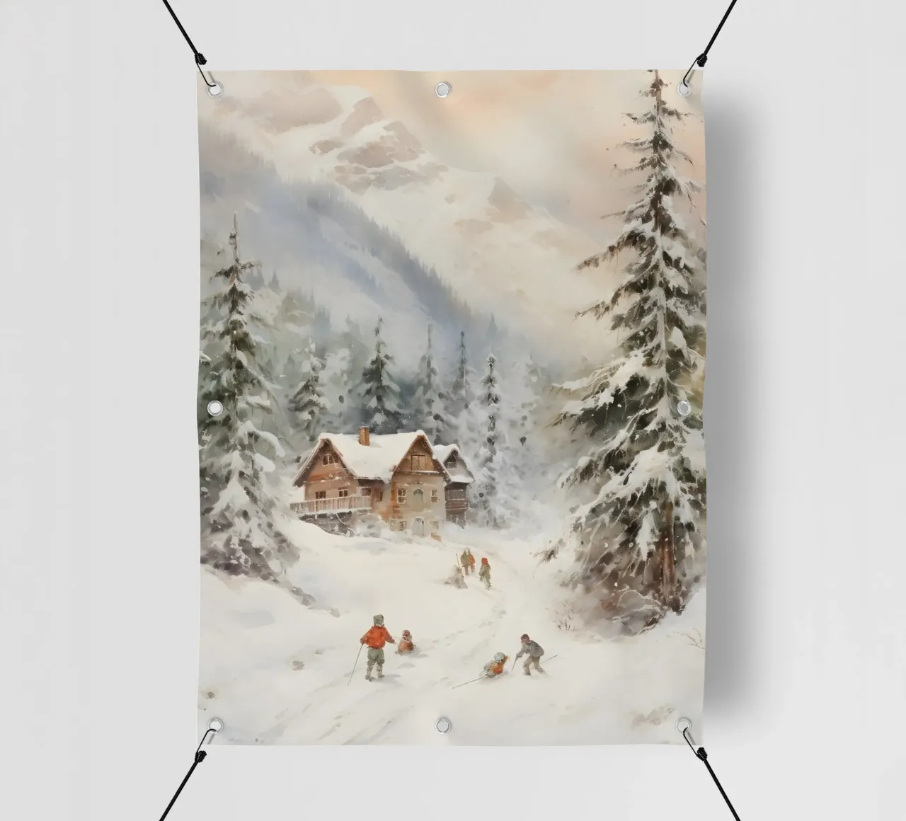 Rifugio invernale con sciatori telo in pvc da Studio Vibe