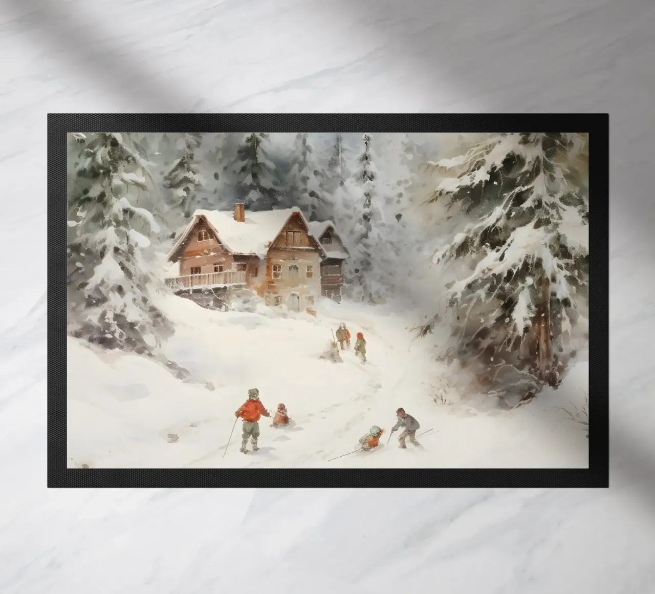 Rifugio invernale con sciatori zerbino da Studio Vibe