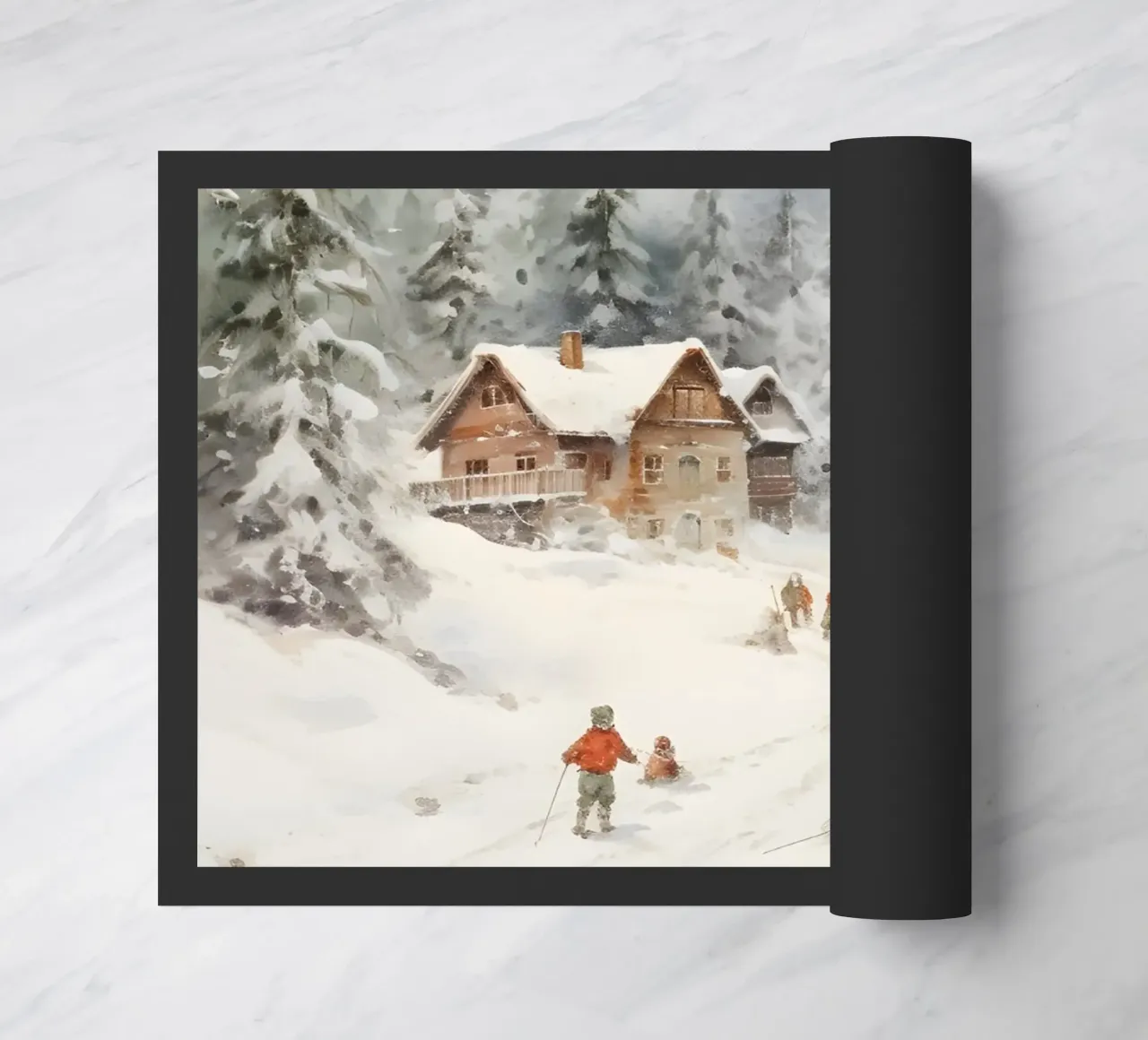 Rifugio invernale con sciatori zerbino da Studio Vibe