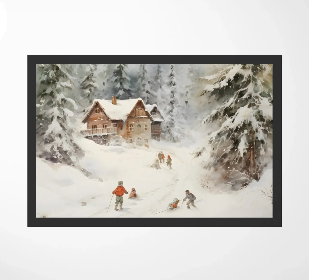 Rifugio invernale con sciatori zerbino da Studio Vibe