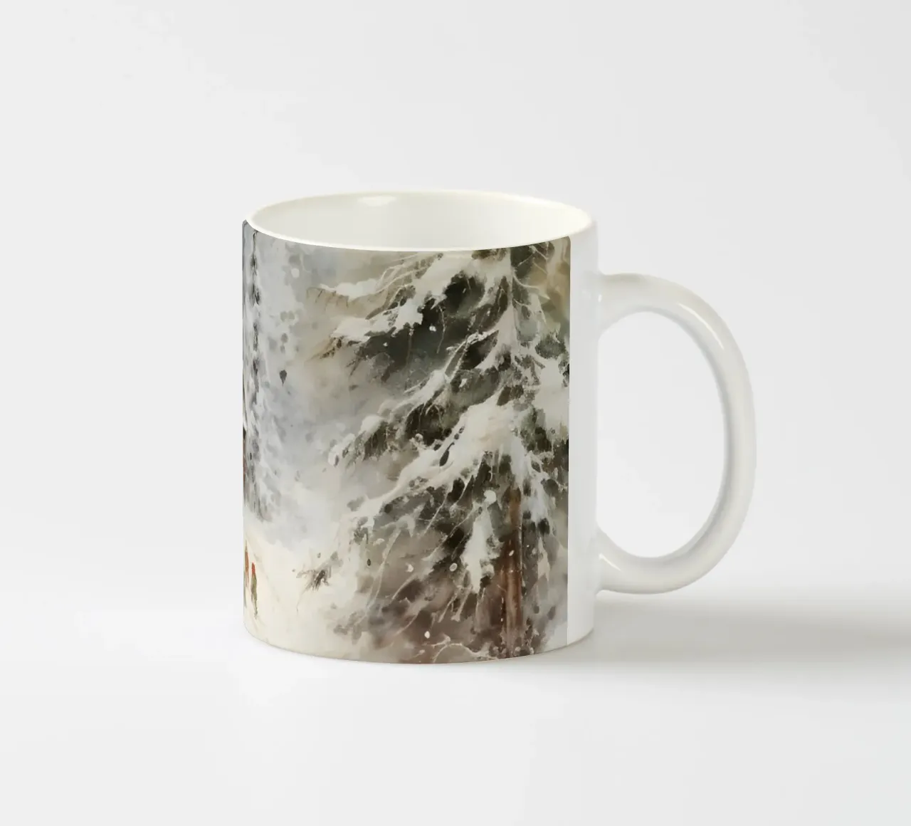 Rifugio invernale con sciatori tazza in ceramica da Studio Vibe