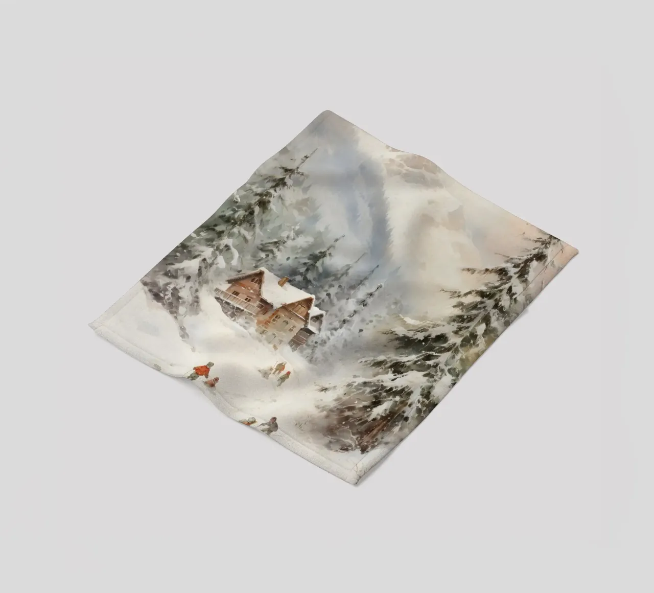 Rifugio invernale con sciatori coperta in pile da Studio Vibe