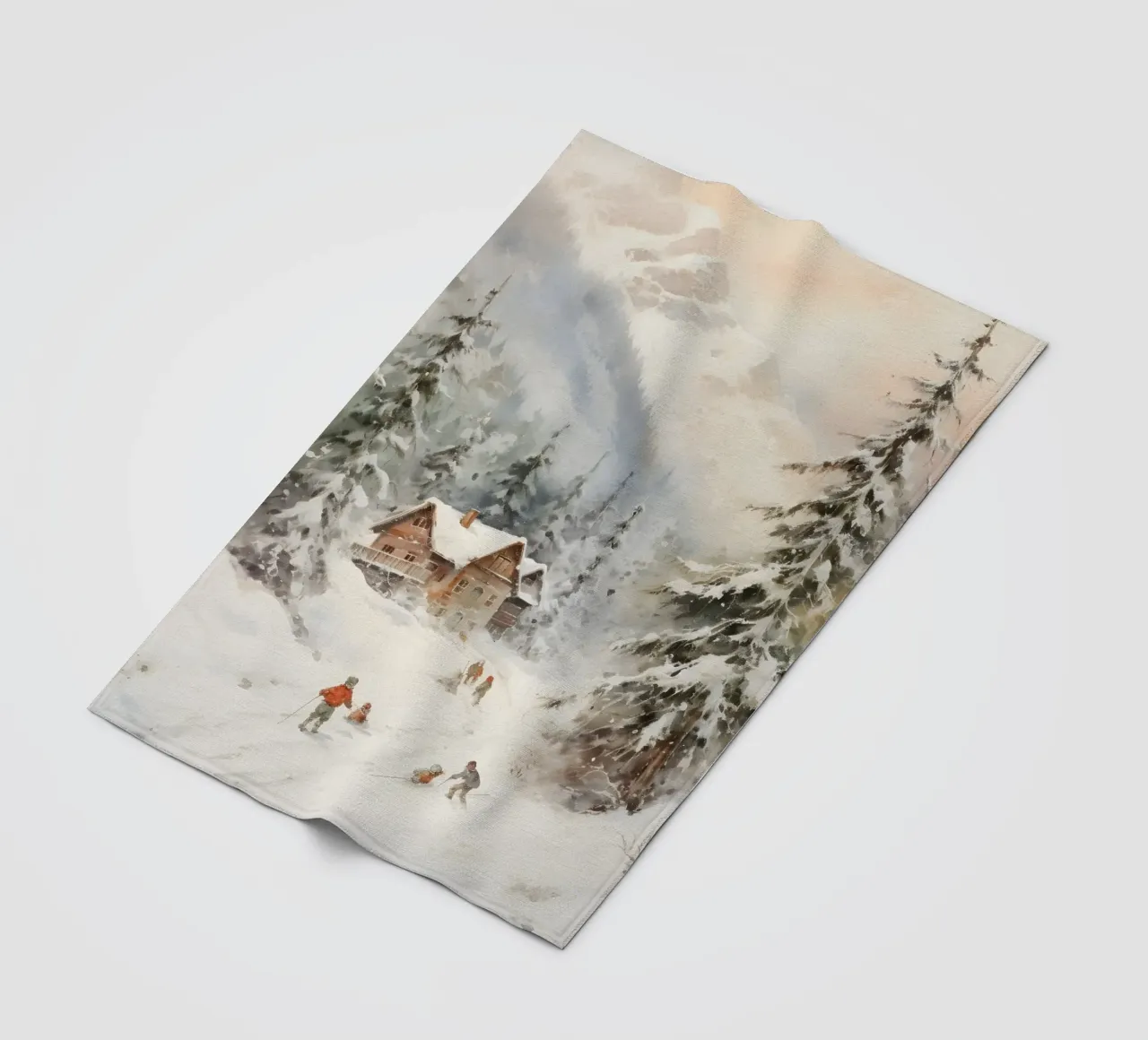 Rifugio invernale con sciatori coperta in pile da Studio Vibe