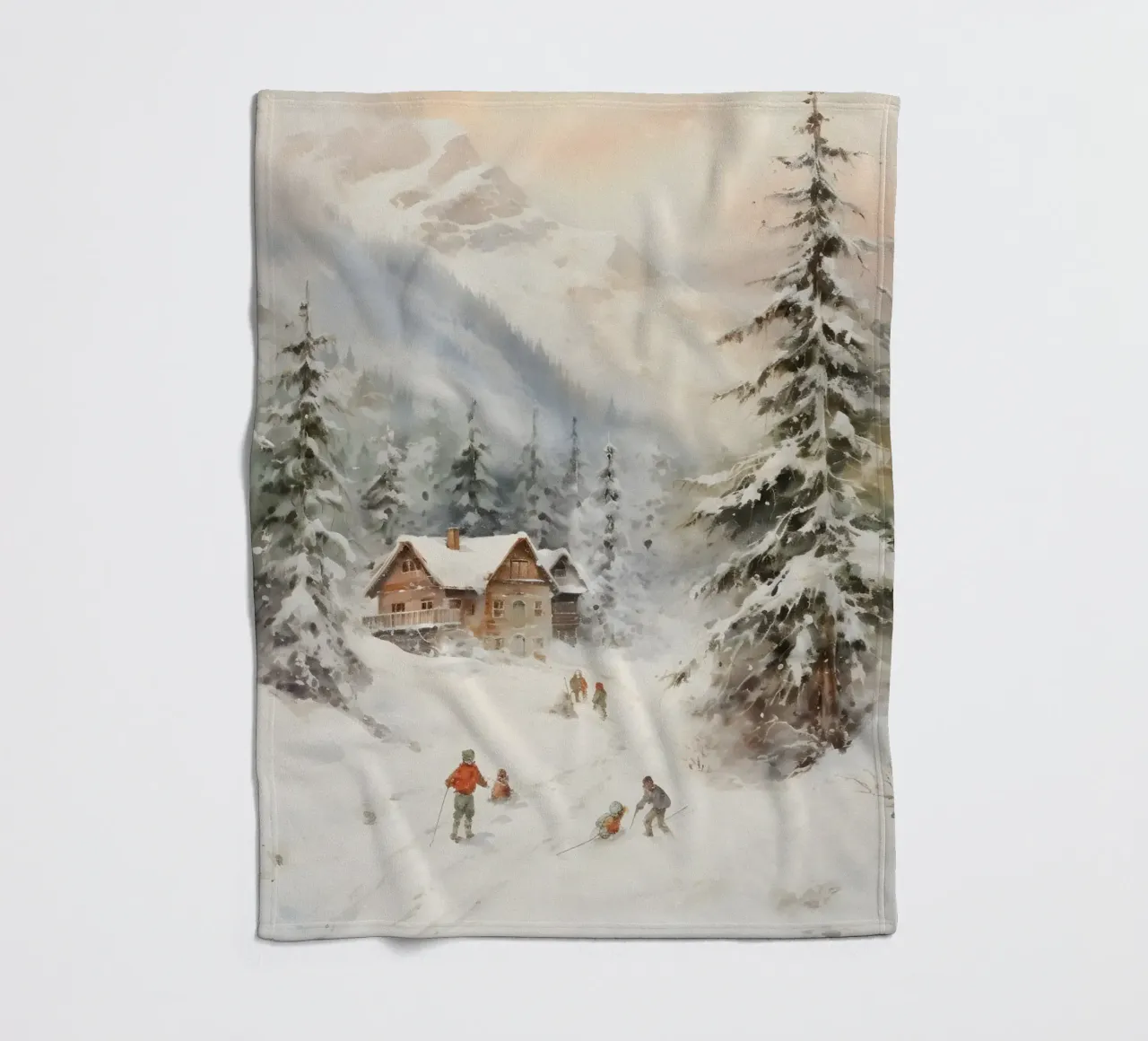 Rifugio invernale con sciatori coperta in pile da Studio Vibe