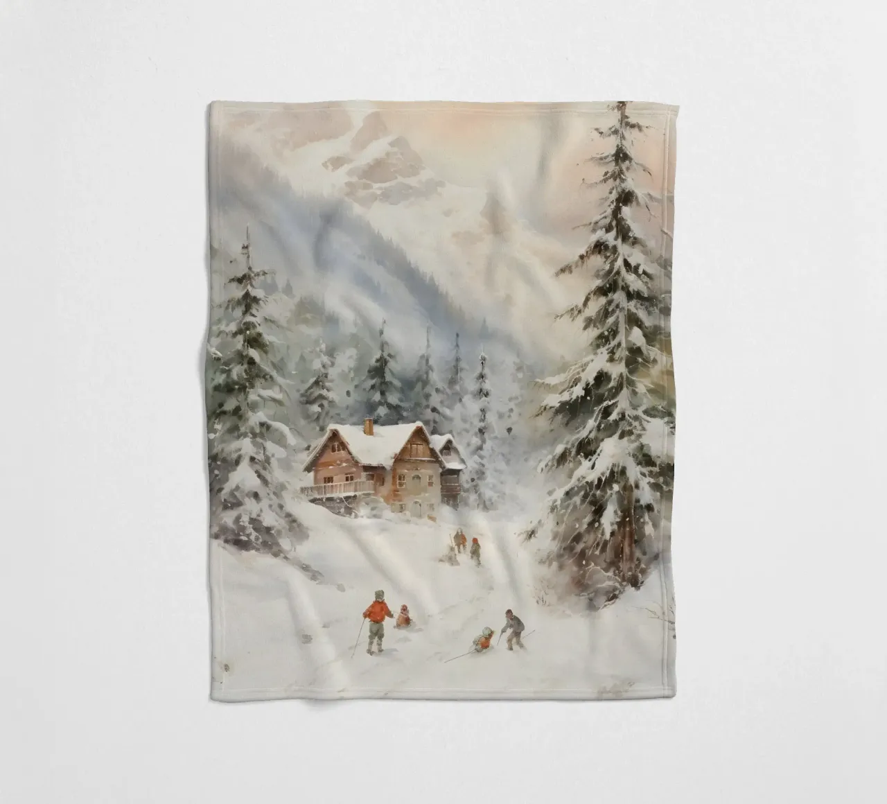 Rifugio invernale con sciatori coperta in pile da Studio Vibe