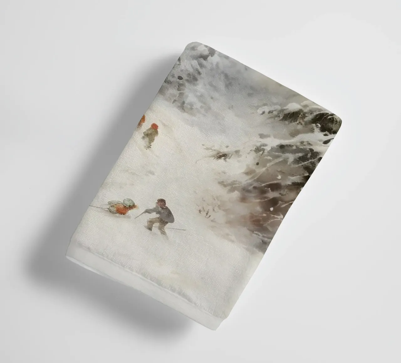 Rifugio invernale con sciatori asciugamano da bagno da Studio Vibe