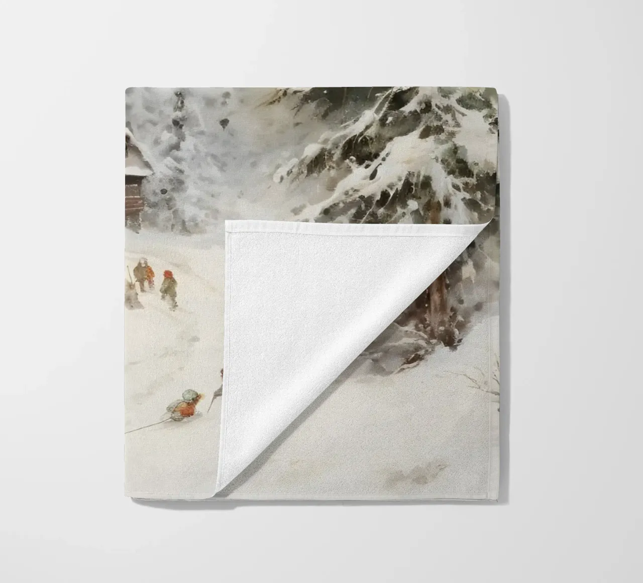 Rifugio invernale con sciatori telo mare da Studio Vibe