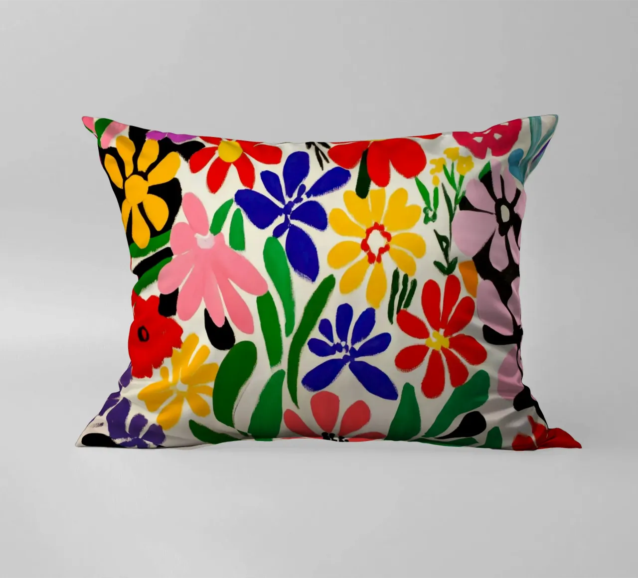 Stile Matisse: mix di fiori colorati, audacemente retrò, da giardino cuscino da Modern Muse