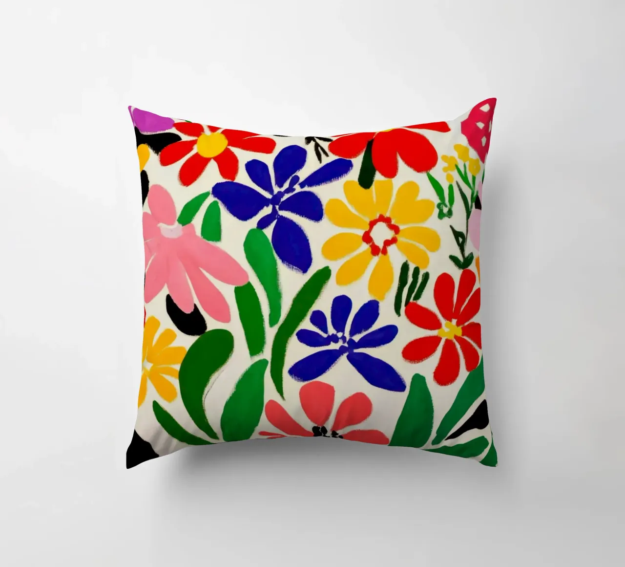 Stile Matisse: mix di fiori colorati, audacemente retrò, da giardino cuscino da Modern Muse