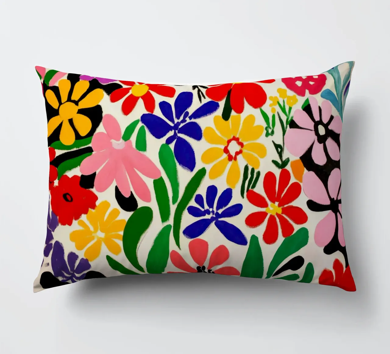 Stile Matisse: mix di fiori colorati, audacemente retrò, da giardino cuscino da Modern Muse