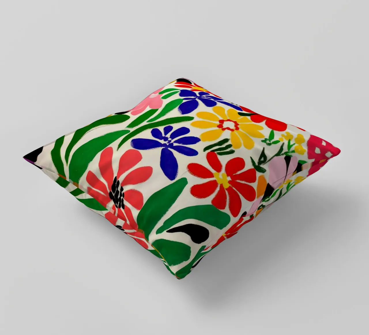 Stile Matisse: mix di fiori colorati, audacemente retrò, da giardino cuscino da Modern Muse