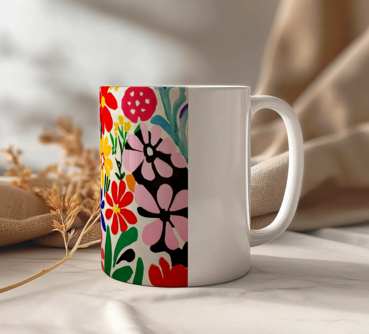 Stile Matisse: mix di fiori colorati, audacemente retrò, da giardino tazza in ceramica da Modern Muse