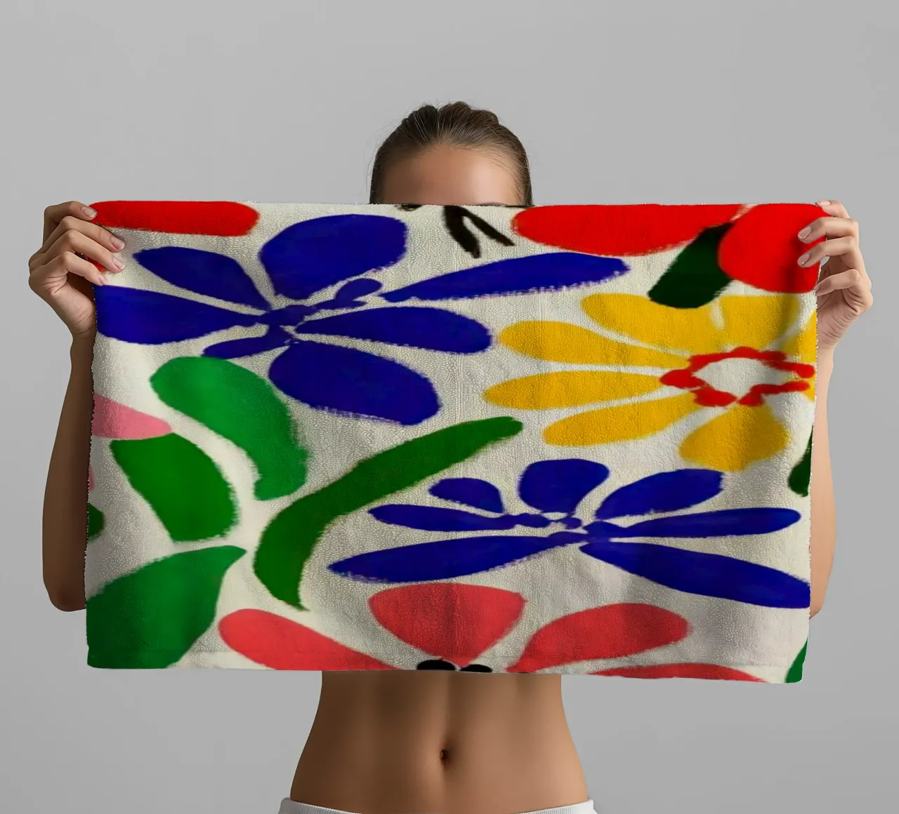 Stile Matisse: mix di fiori colorati, audacemente retrò, da giardino asciugamano da bagno da Modern Muse