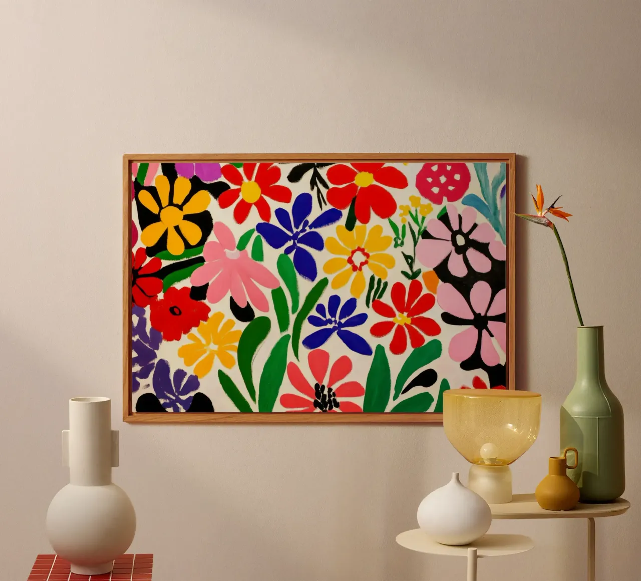 Stile Matisse: mix di fiori colorati, audacemente retrò, da giardino alluminio dibond da Modern Muse