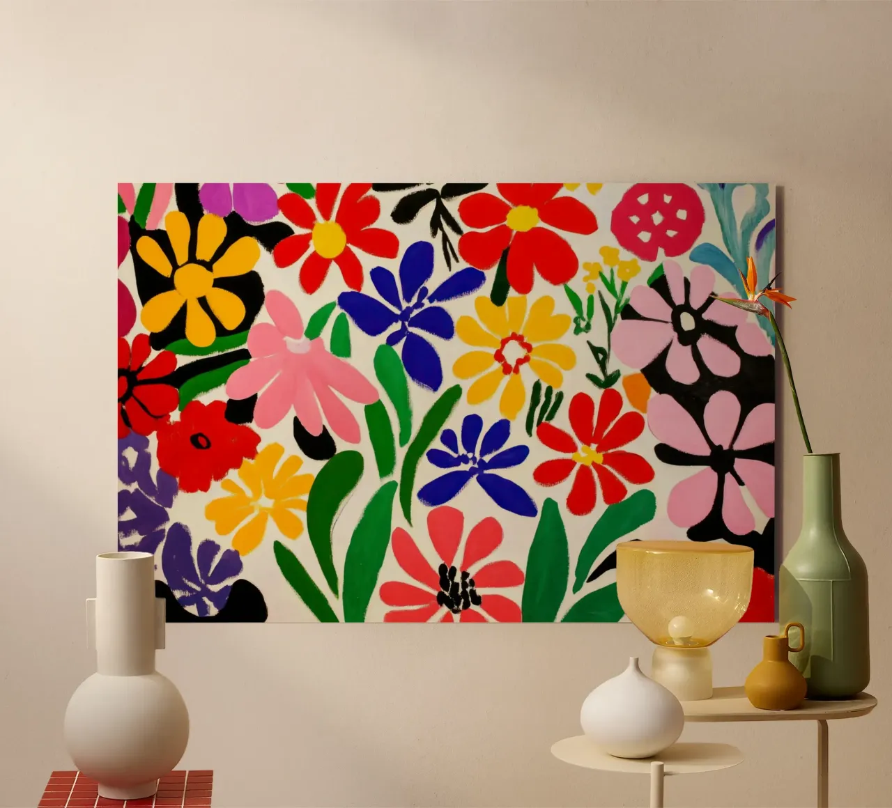 Stile Matisse: mix di fiori colorati, audacemente retrò, da giardino alluminio dibond da Modern Muse