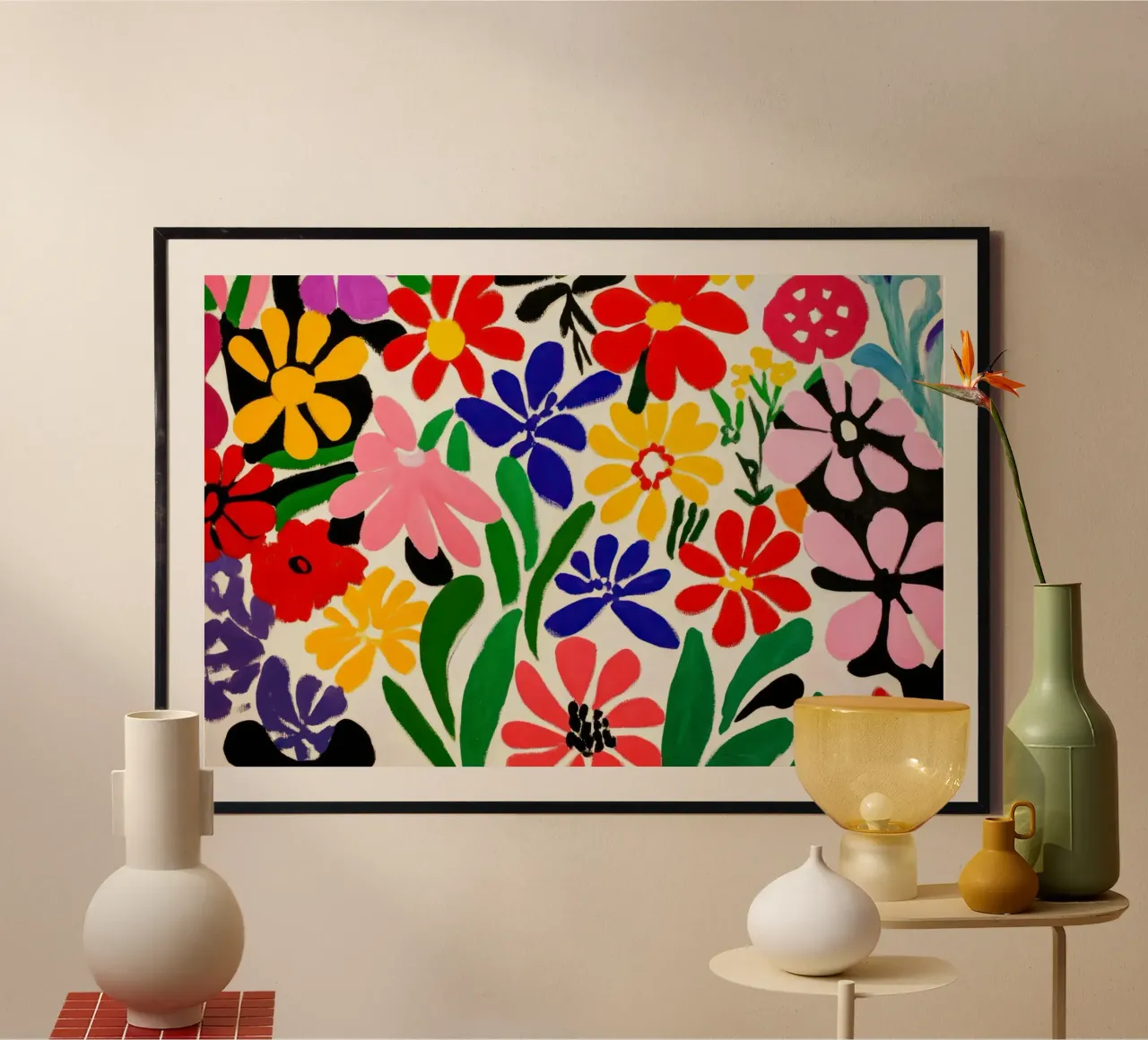 Stile Matisse: mix di fiori colorati, audacemente retrò, da giardino carta hahnemühle da Modern Muse