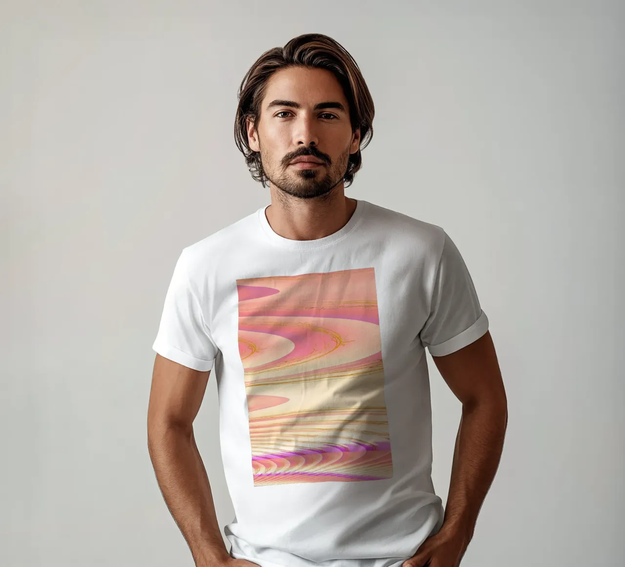 Abstract dynamic pattern in pink, purple and yellow. t-shirt by Something for you