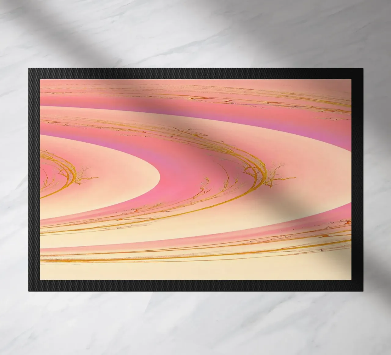 Abstract dynamic pattern in pink, purple and yellow. doormat by Something for you