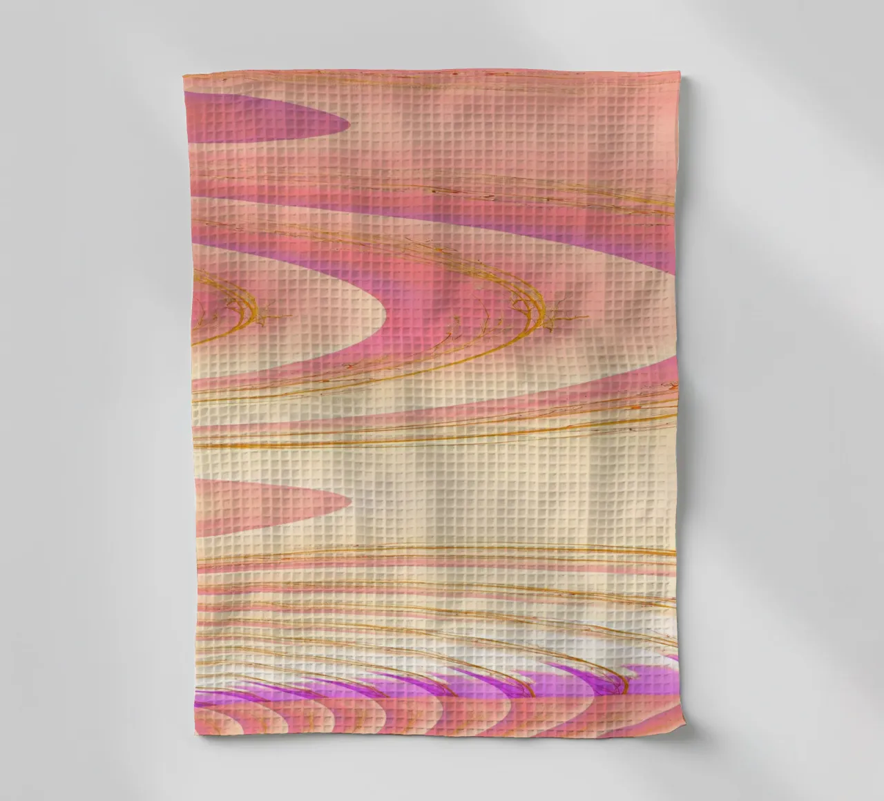 Motif dynamique abstrait en rose, violet et jaune. torchon de Something for you