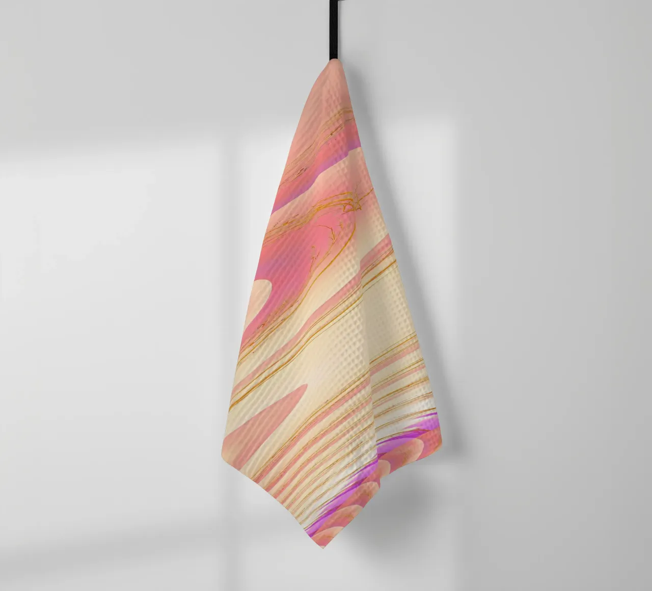 Motif dynamique abstrait en rose, violet et jaune. torchon de Something for you