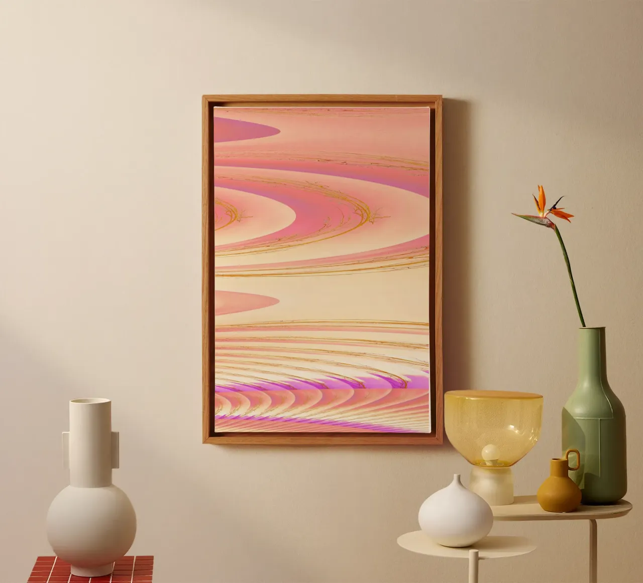 Abstract dynamic pattern in pink, purple and yellow. canvas by Something for you