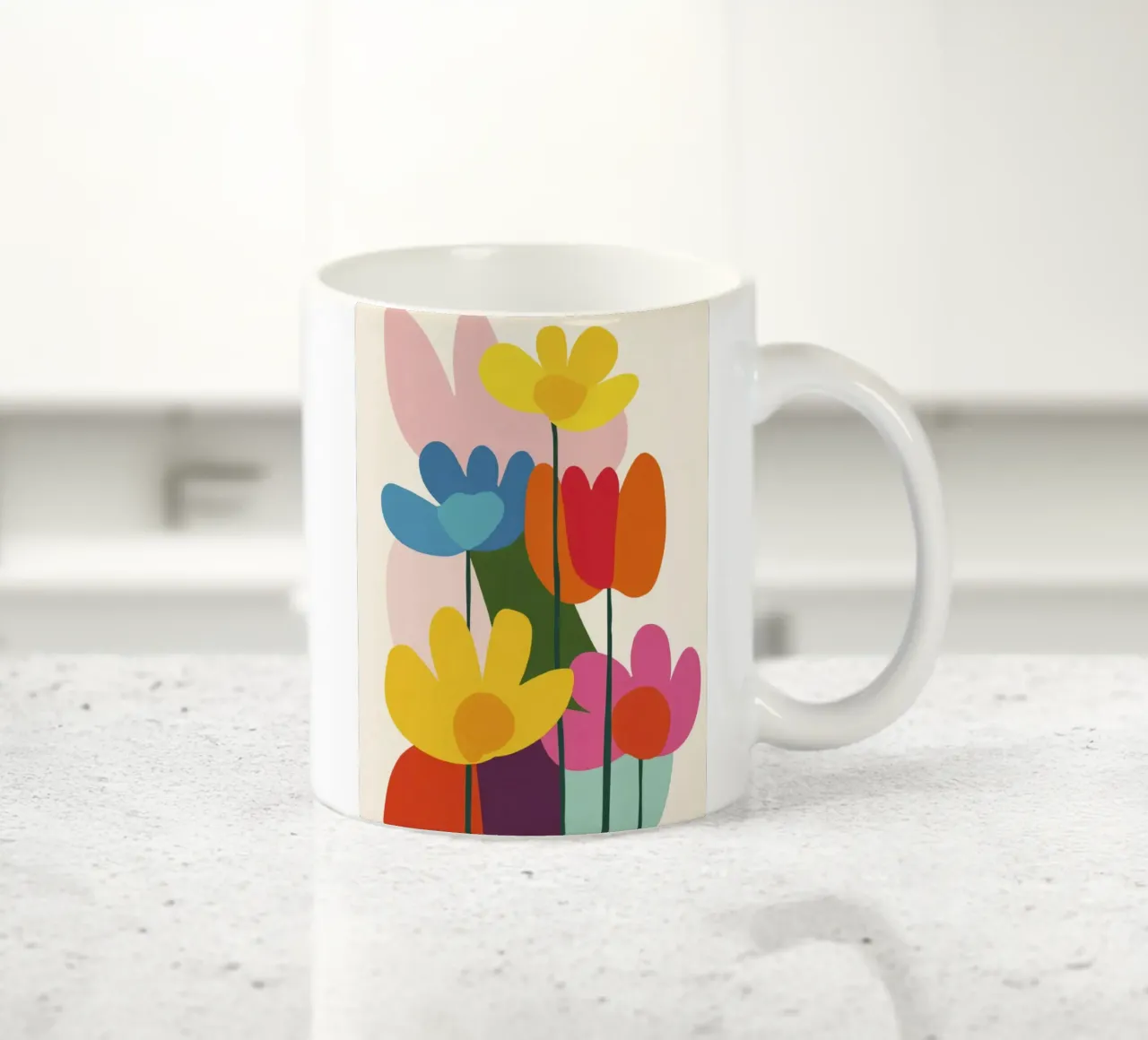 Forme floreali colorate di ispirazione matissiana con petali audaci tazza in ceramica da Modern Muse