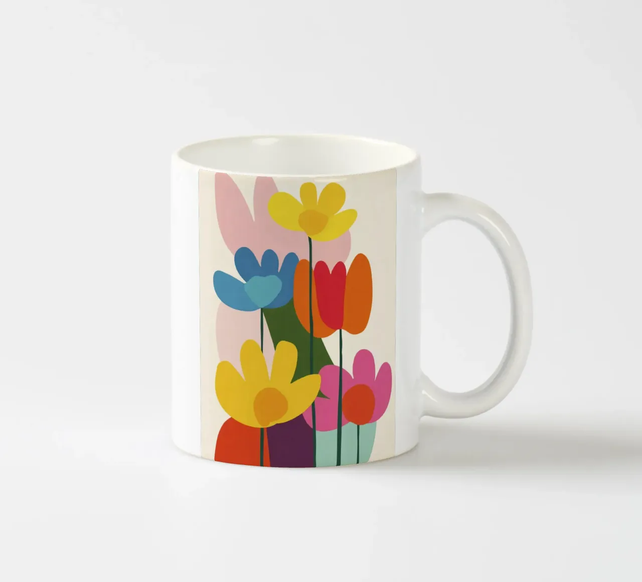 Forme floreali colorate di ispirazione matissiana con petali audaci tazza in ceramica da Modern Muse