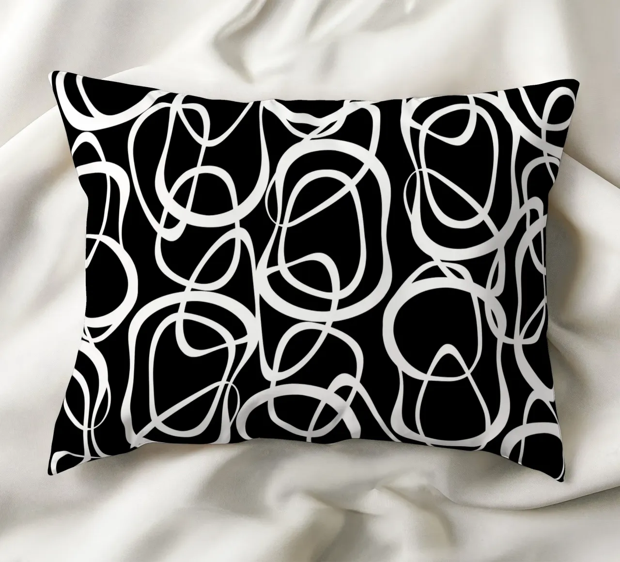 Interlocking | White On Black cuscino da sabidussi