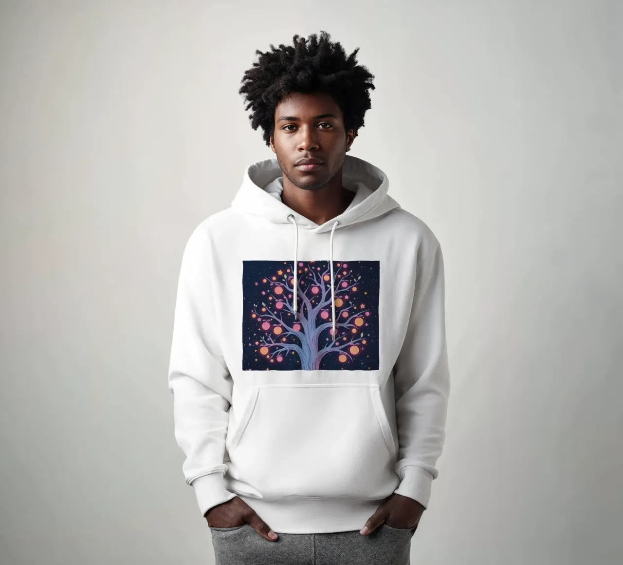 Albero con frutti e stelle luminose felpa con cappuccio da DesignDoodle