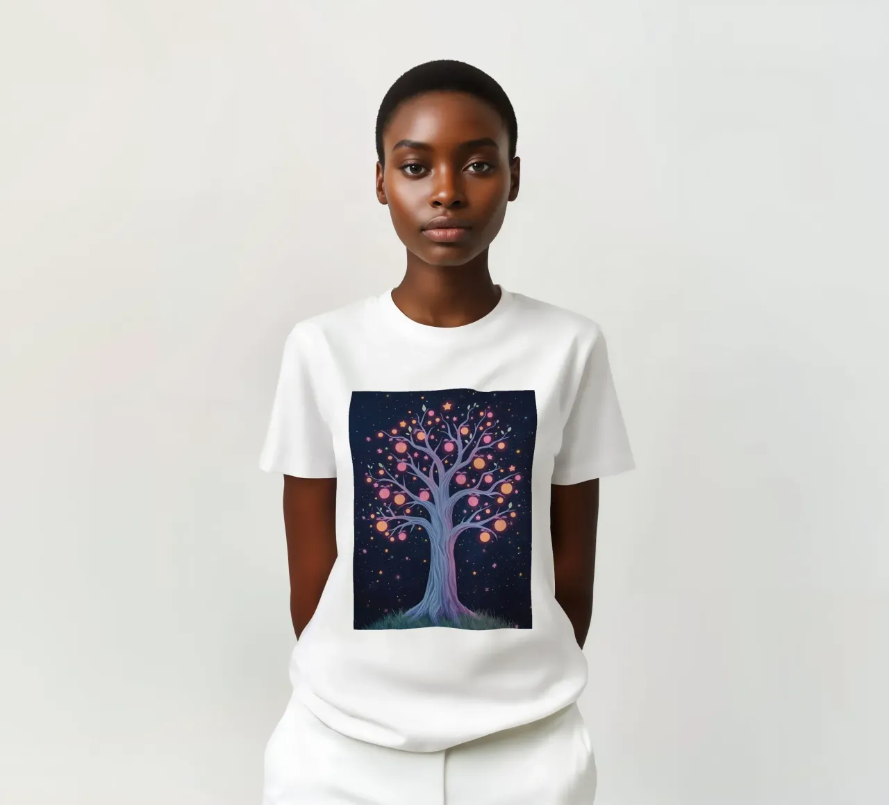 Albero con frutti e stelle luminose t-shirt da DesignDoodle