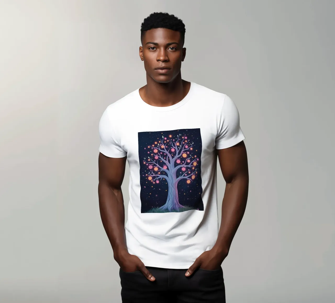 Albero con frutti e stelle luminose t-shirt da DesignDoodle