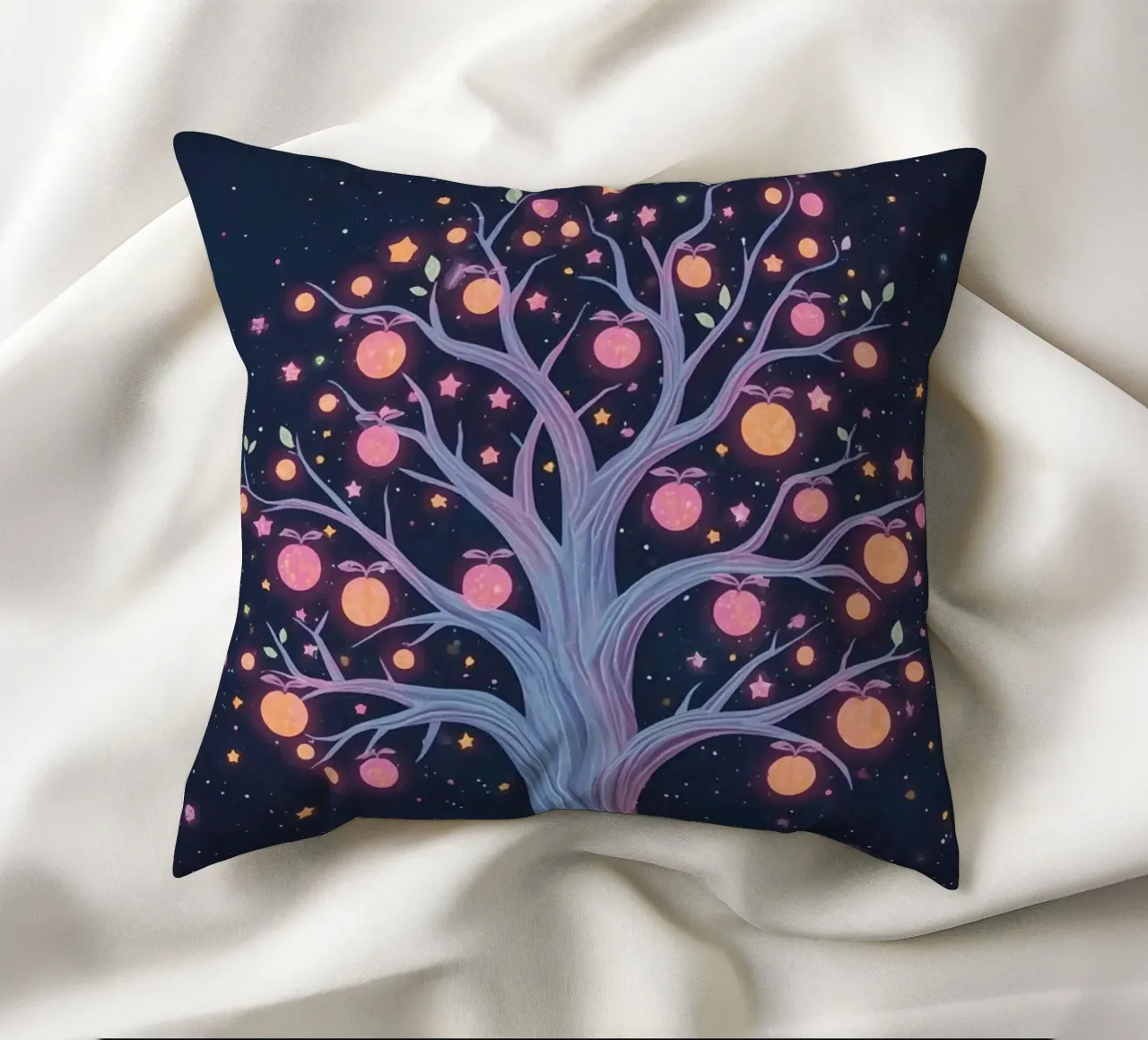 Albero con frutti e stelle luminose cuscino da DesignDoodle