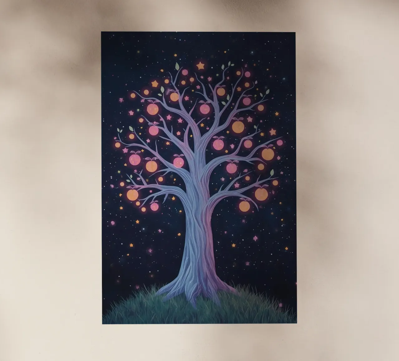 Albero con frutti e stelle luminose pellicola backlit da DesignDoodle