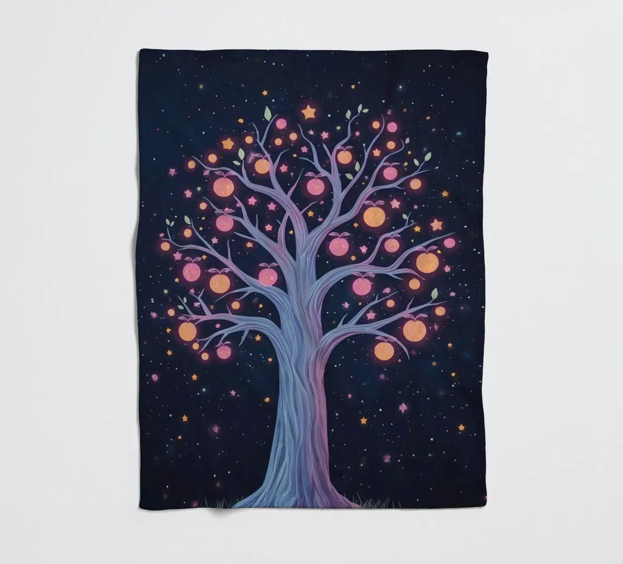 Albero con frutti e stelle luminose coperta in pile da DesignDoodle