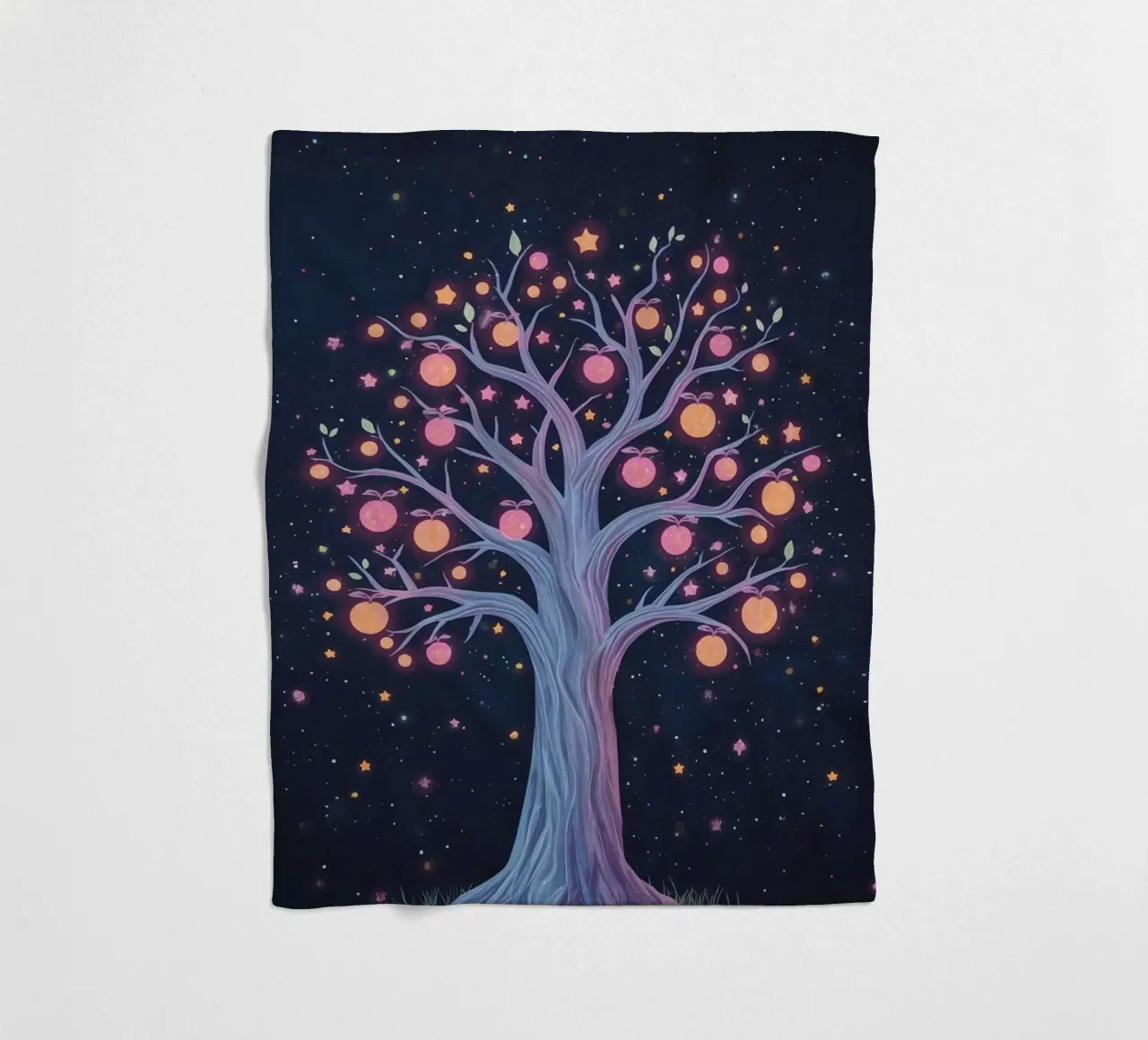Albero con frutti e stelle luminose coperta in pile da DesignDoodle