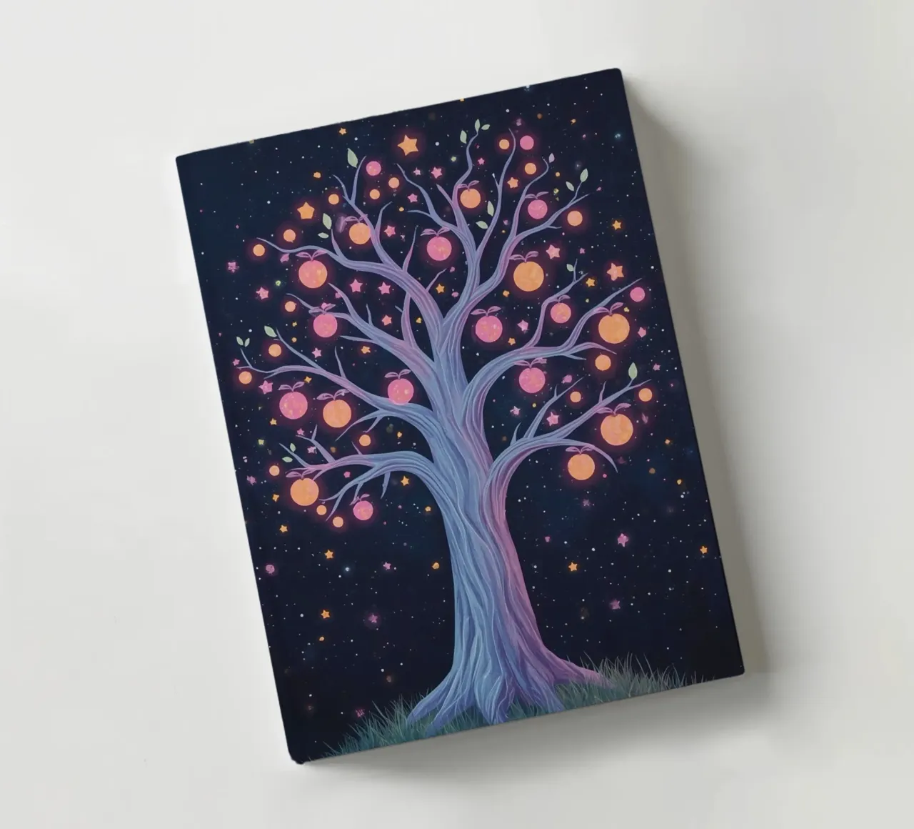 Tree with glowing fruit and stars notebook by DesignDoodle