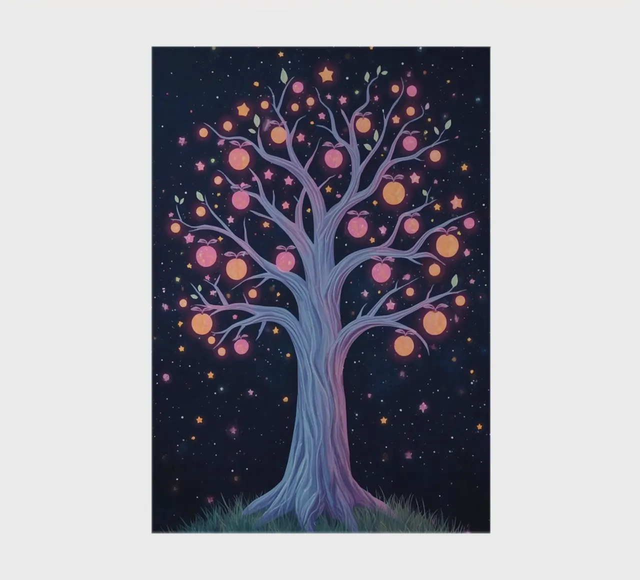 Tree with glowing fruit and stars notebook by DesignDoodle
