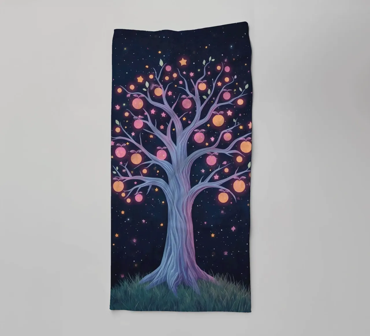 Tree with glowing fruit and stars towel by DesignDoodle