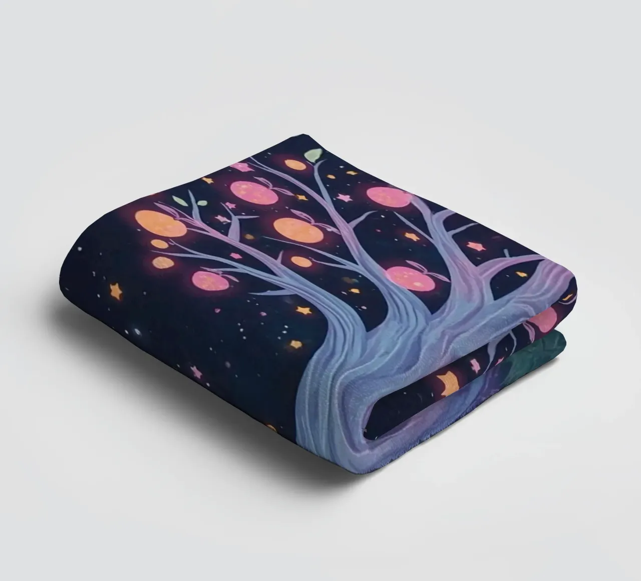 Tree with glowing fruit and stars towel by DesignDoodle