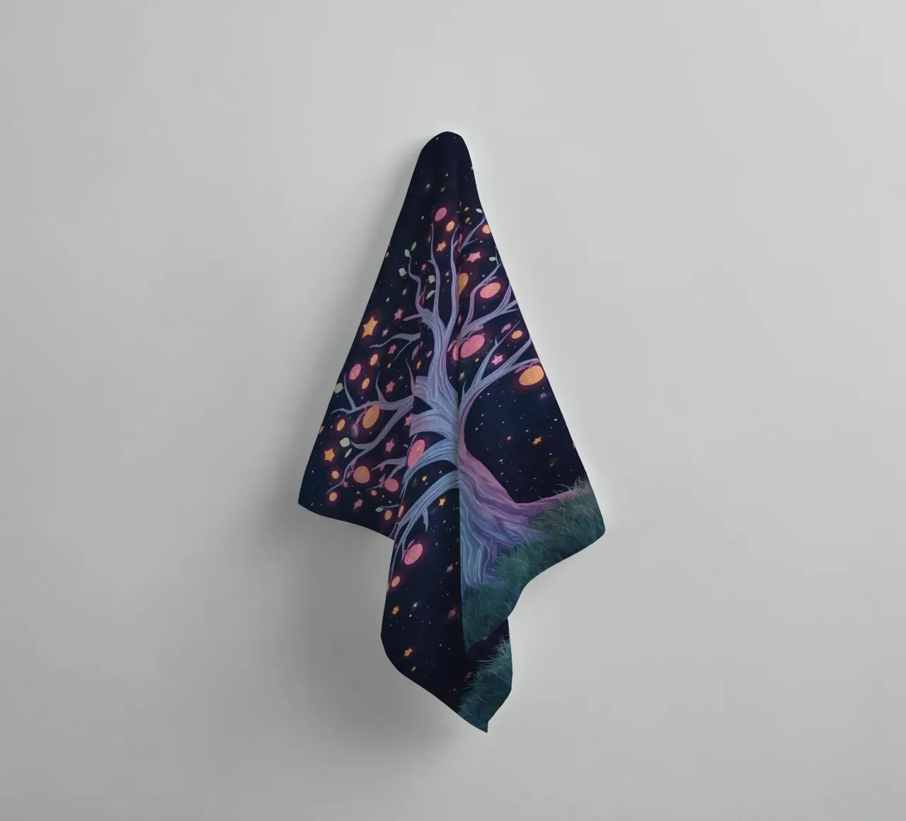 Tree with glowing fruit and stars towel by DesignDoodle