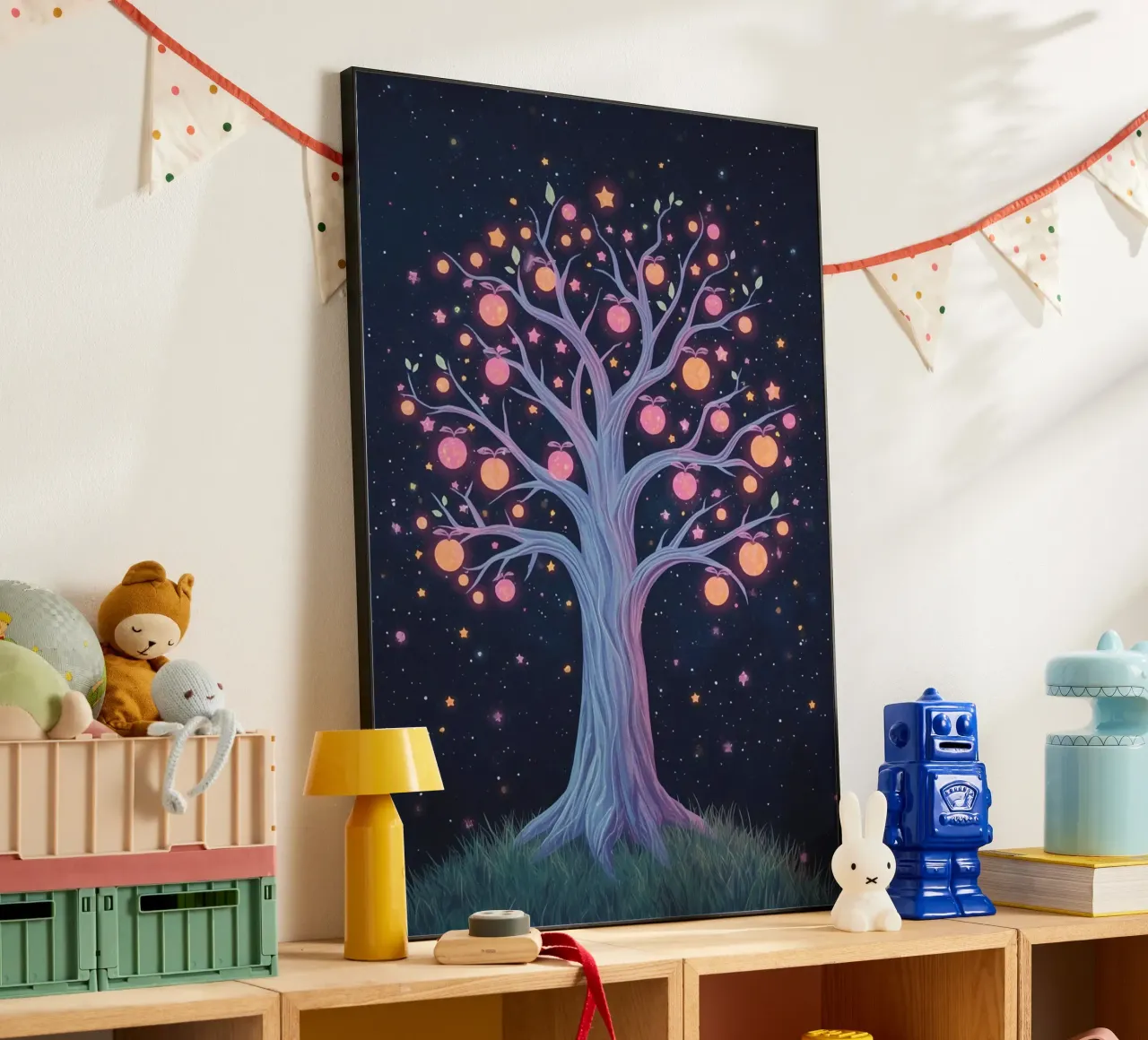 Albero con frutti e stelle luminose alluminio dibond da DesignDoodle