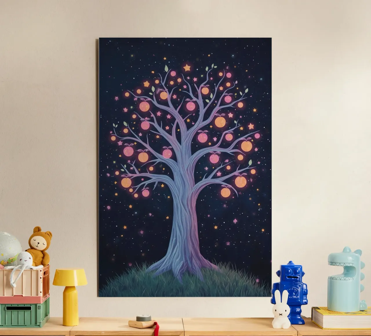 Albero con frutti e stelle luminose alluminio dibond da DesignDoodle